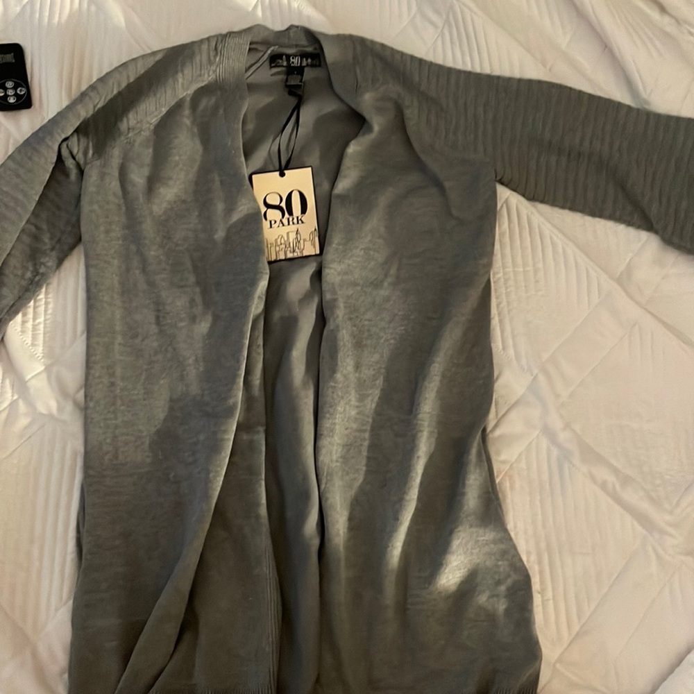 grey cardigan